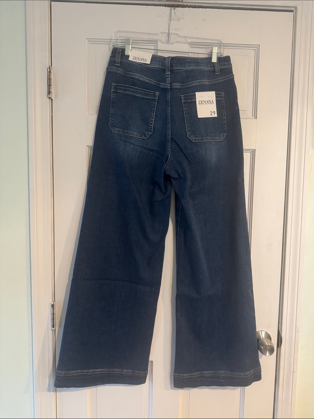 Zenana Outfitters Dark Blue Wide Leg Jeans with Front Seams. Size 29 . NWT - Picture 3 of 3